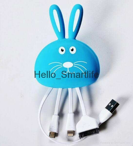 Cartoon USB Cables For iPhone multi-function data conversion USB Cable