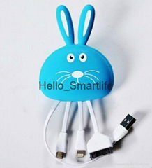 Cartoon USB Cables For iPhone multi-function data conversion USB Cable 