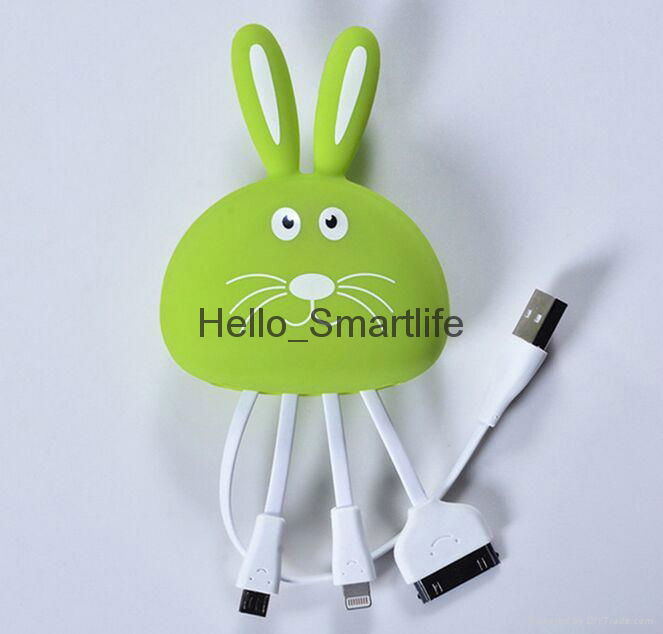 Cartoon USB Cables For iPhone multi-function data conversion USB Cable  2