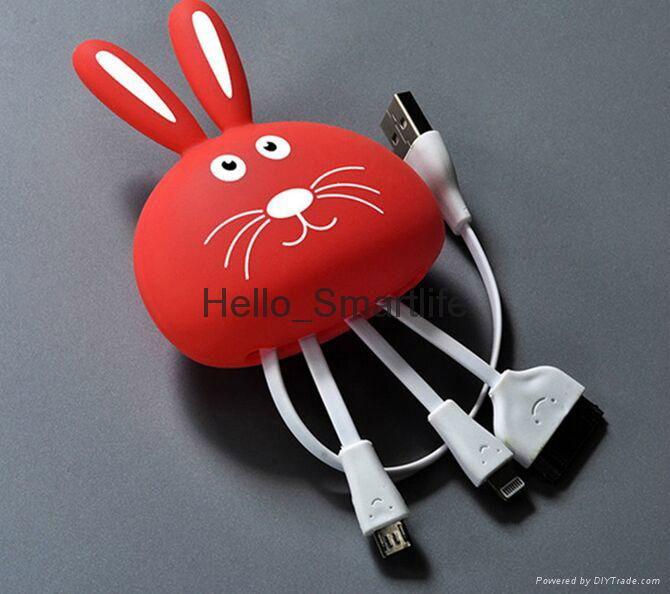 Cartoon USB Cables For iPhone multi-function data conversion USB Cable  3