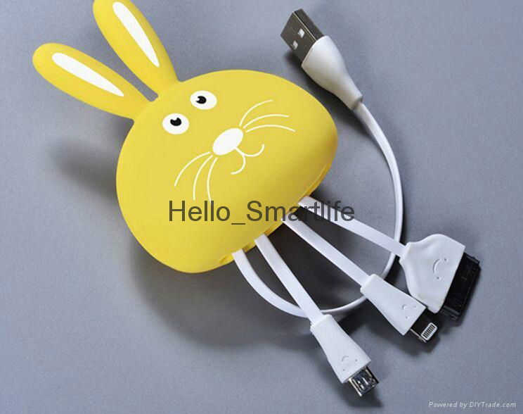 Cartoon USB Cables For iPhone multi-function data conversion USB Cable  5