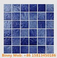 48x48 Standard antiskid glazed wave like blue white ceramic swimming pool mosaic