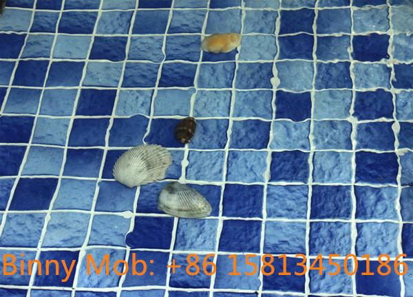 48x48 Standard antiskid glazed wave like blue white ceramic swimming pool mosaic 2