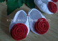 Red Rose Free Crochet Baby Shoes