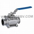 Three-Piece Sanitary T-Clamp Ball Valve With ISO5211 Mounting Pad 2