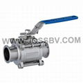 Three-Piece Sanitary T-Clamp Ball Valve With ISO5211 Mounting Pad 1