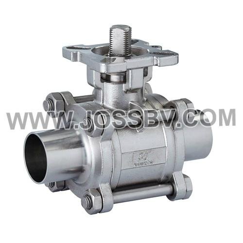 Three-Piece Sanitary Ball Valve Butt Weld With High Cycle Direct Mount For Actua