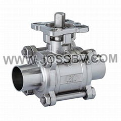 Three-Piece Sanitary Ball Valve Butt Weld With High Cycle Direct Mount For Actua