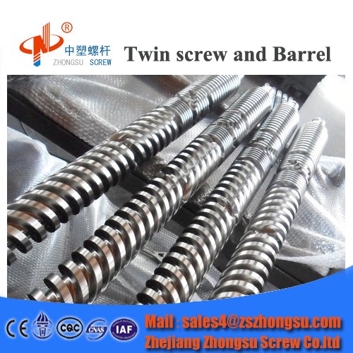 Conical twin screw barrel for plastic extruder