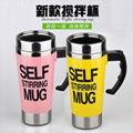 NEW Eco-Friendly Stocked Metal Stainless Steel Coffee Mug Self Stirring Mug  2
