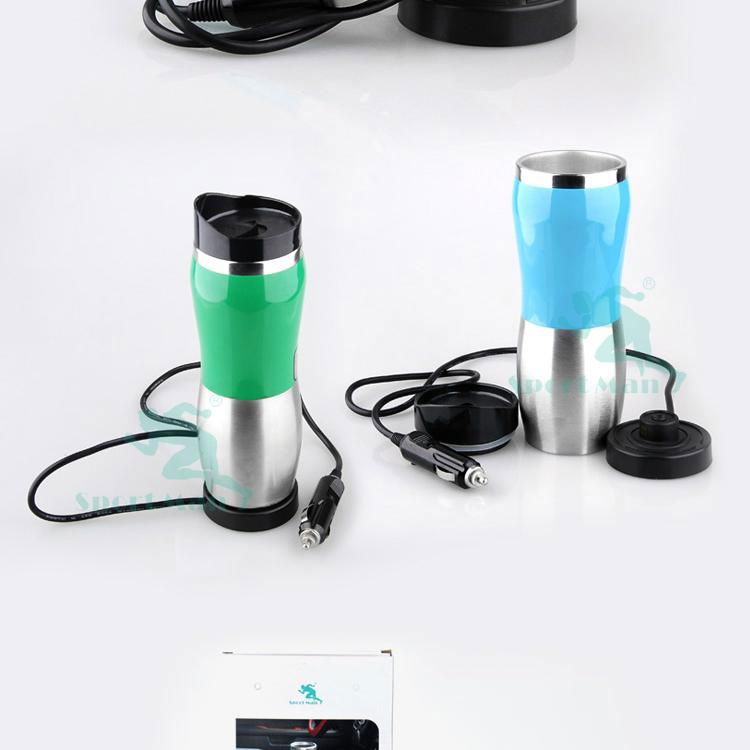 12V Custom Heated Drinking Mug Travel Mug with Car Adapter Plugs  5