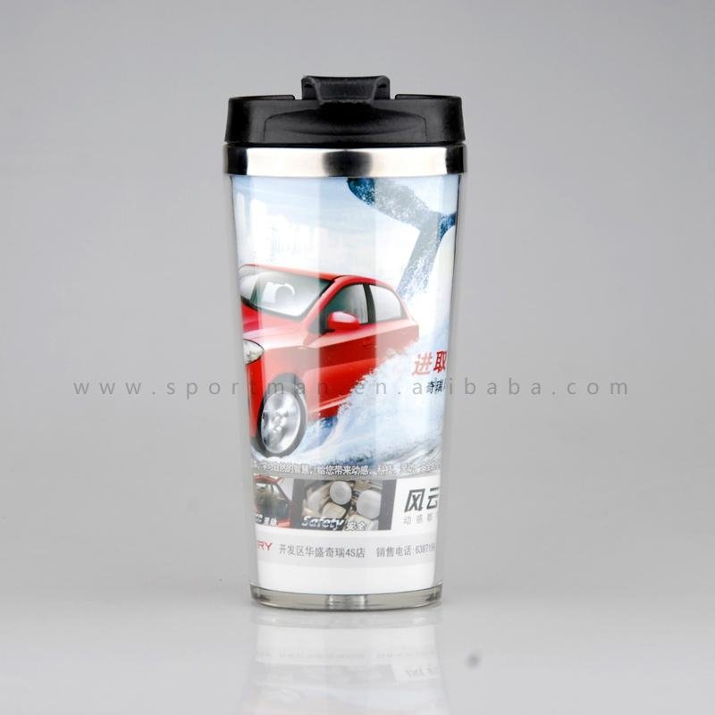 Double Wall Stainless Steel Paper Photo insert Coffee Mug Travel Mug  5