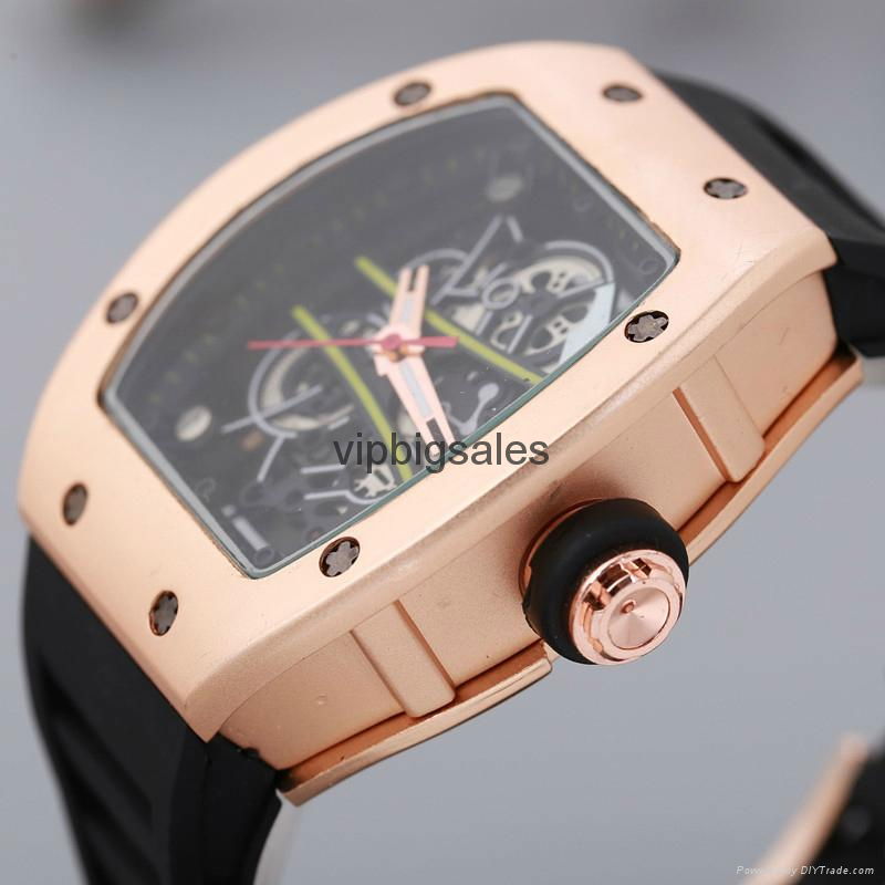 Hot fashion. Hollow silicon tape quartz men's watch imitation mechanical watch 3