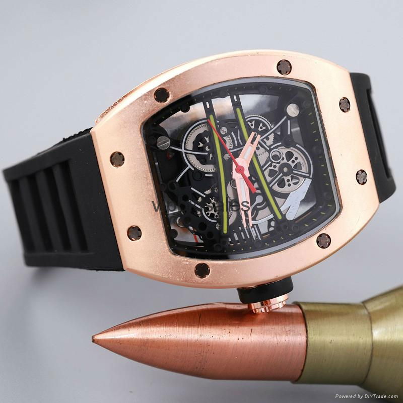 Hot fashion. Hollow silicon tape quartz men's watch imitation mechanical watch