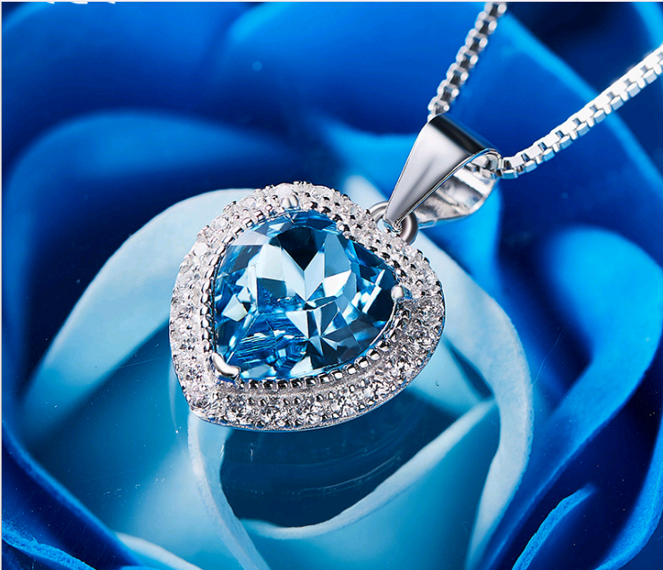S925 sterling silver 12 birthday stone love necklace with Austrian crystal 1