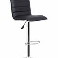 Black Leather Bar Chair With Silver Edge