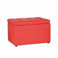 Two Seats Leather Storage Ottoman