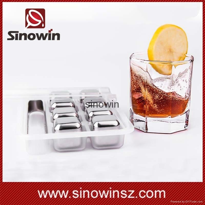 Home Drinking Wine Cold Ice Cube Cool Stainless Steel Ice Cube Set of 8 4