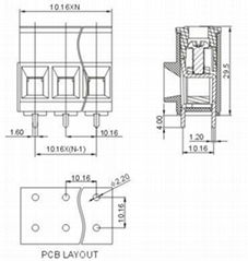 大间距10.16升降式接线器端子座FS1016