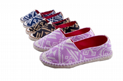 Handmade leopard floral pattern cotton slip-on shoes