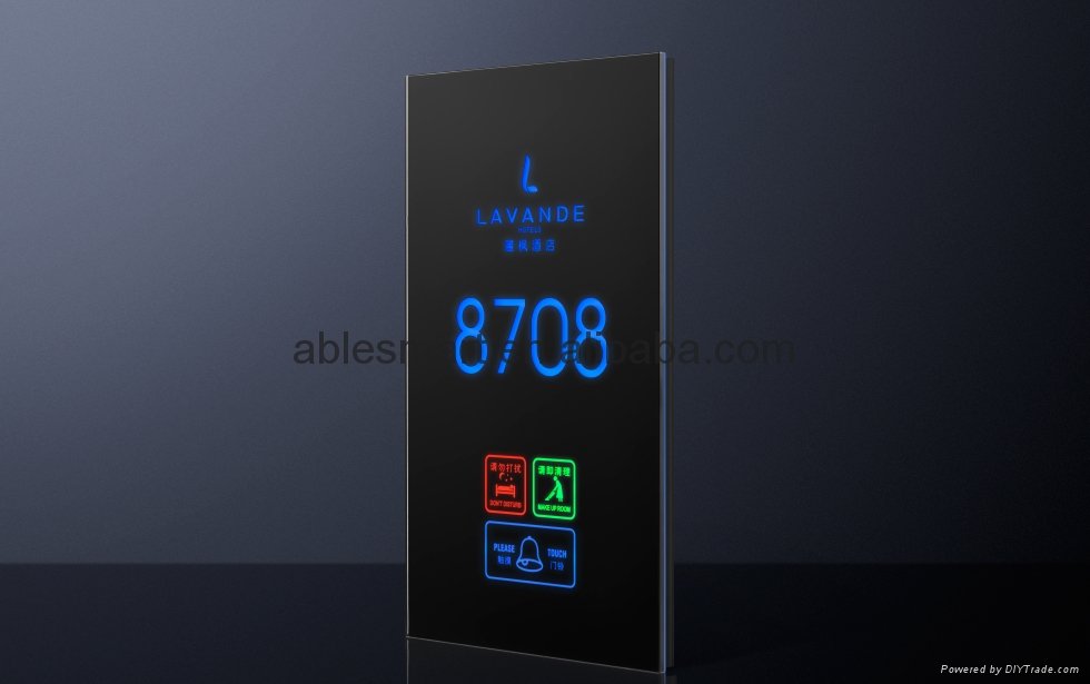 ABLE glass panel hotel Room Number Touch Doorbell electronic doorplate