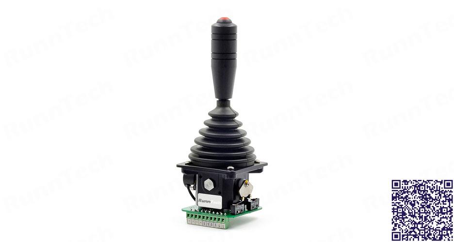 RunnTech Single-axis Self-centring +/-10V Analog Output Joystick with On/Off Pus