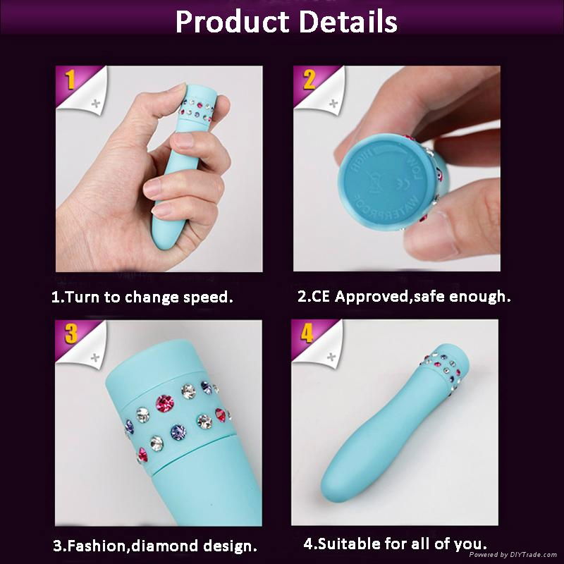 2016 Hot Sale Colorful Multi Speed Waterproof ABS Material Diamond Vibrators Adu 4