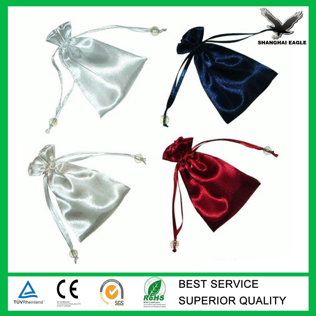Custom high quality satin jewelry bag string pouch
