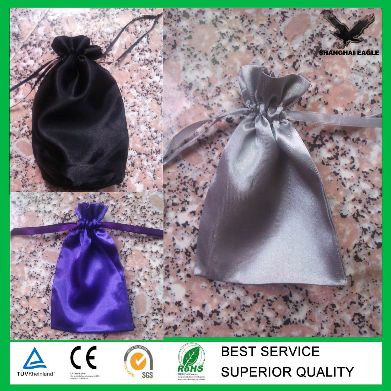 Custom high quality satin jewelry bag string pouch 2