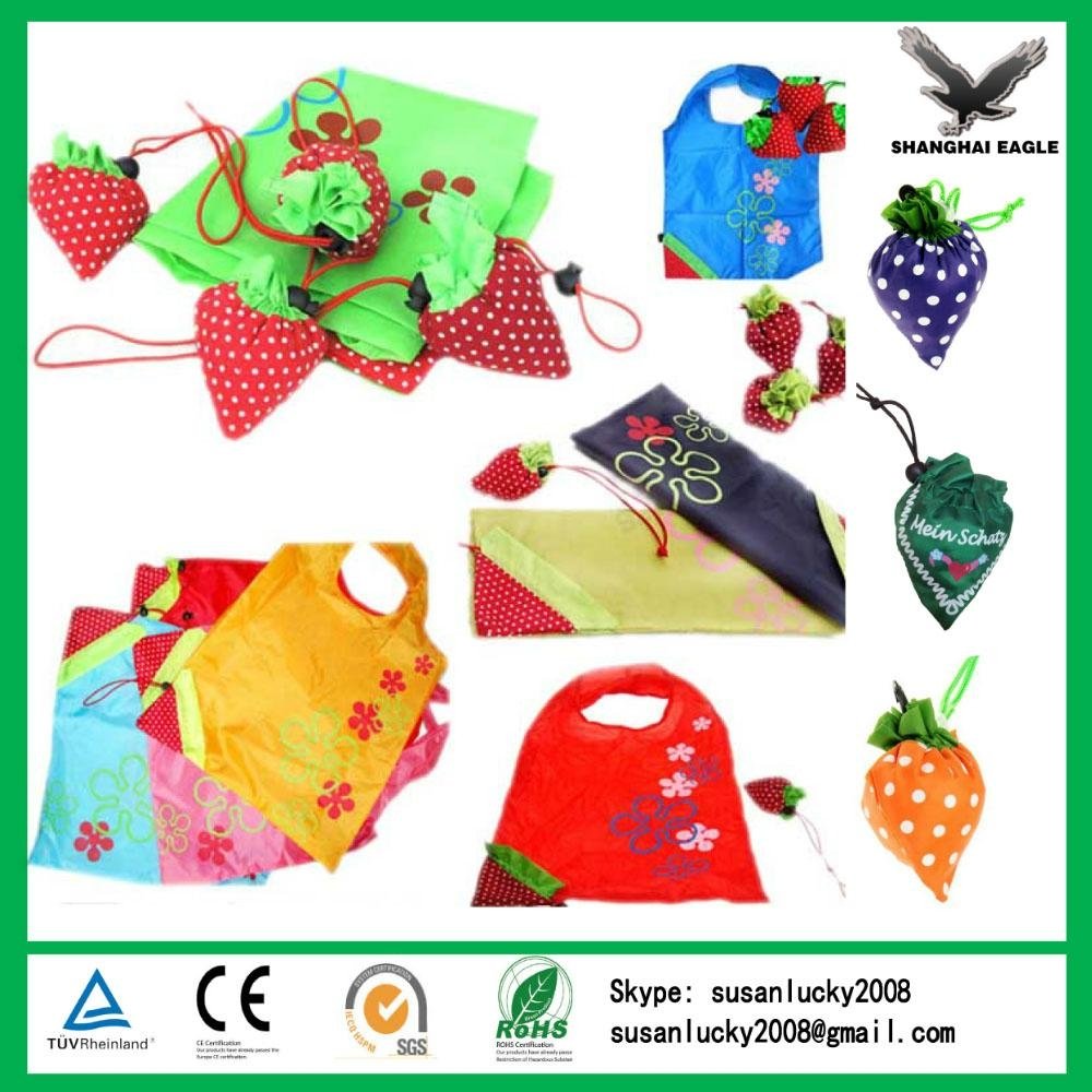Logo Printed Polyester Reusable Strawberry Bag (directly from factory)