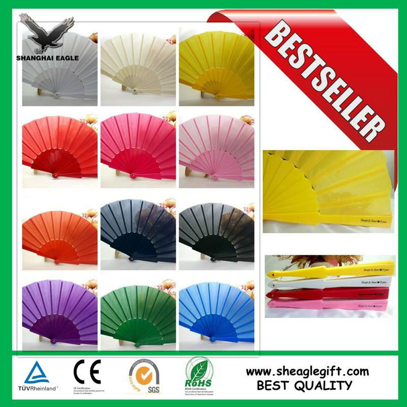 Custom fold up plastic silk hand fan