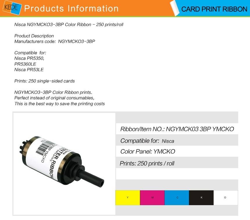 NISCA NGYMCKO3-3BP YMCKO Color Compatible Ribbon 2