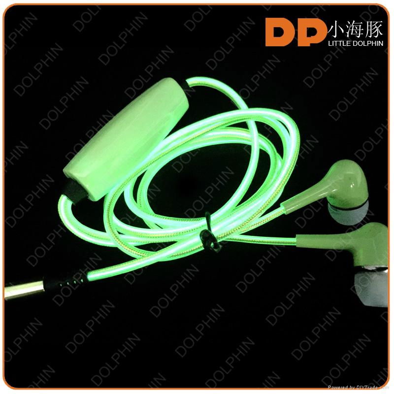 2016 new products active noise cancelling EL lighted earphone glowing headphones 2