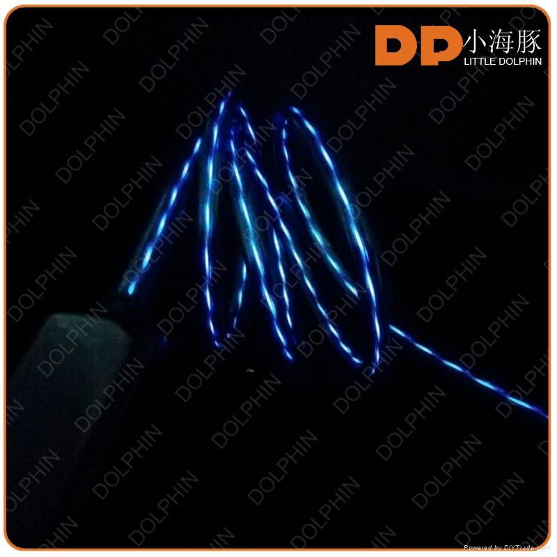 Wholesale EL wire glowing USB cable visible flowing light sync data cable 2