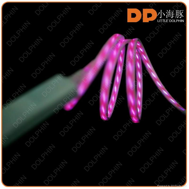 Wholesale EL wire glowing USB cable visible flowing light sync data cable 4