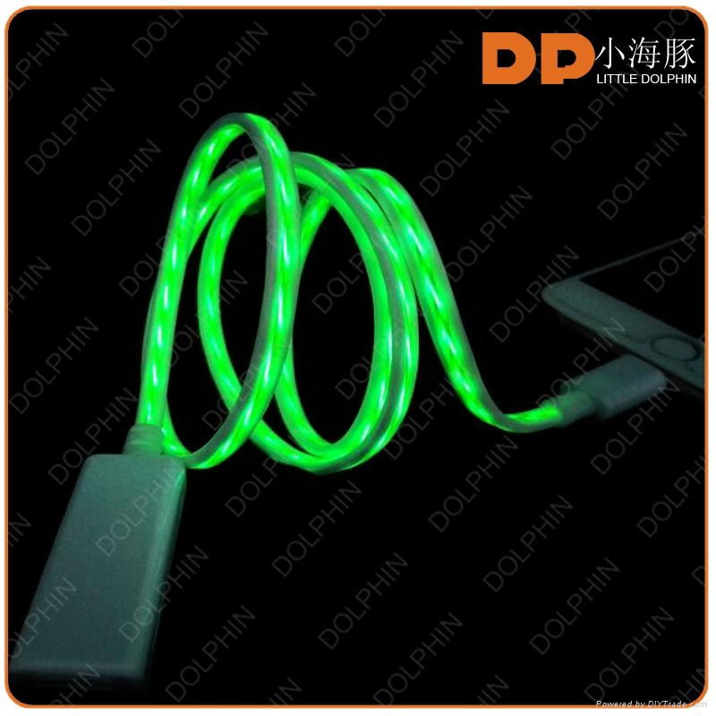 Wholesale EL wire glowing USB cable visible flowing light sync data cable 5