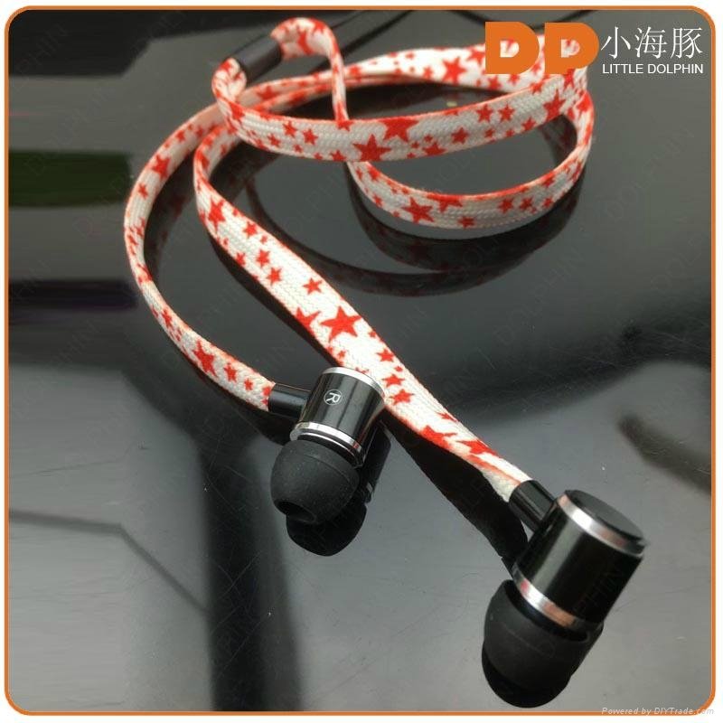 China OEM colorful shoelace earphone noise cancelling headphone with mic 3