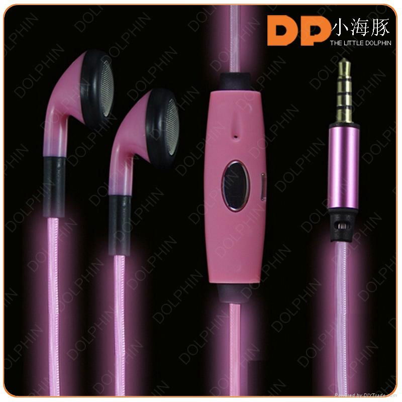 2016 new products active noise cancelling EL lighted earphone glowing headphones
