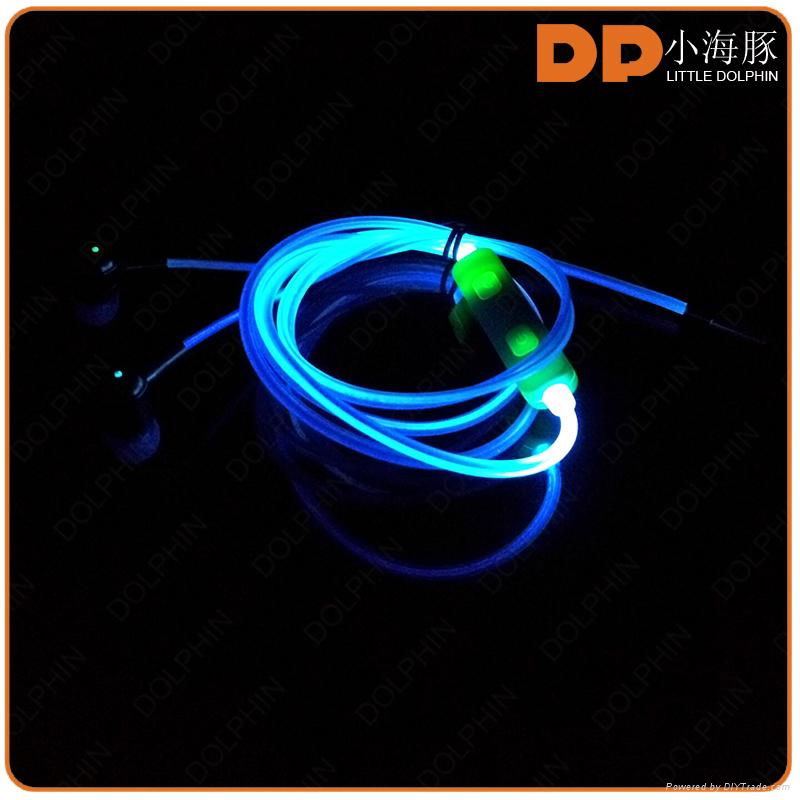 High quality color-changing glowing LED wired earphone with microphone 3