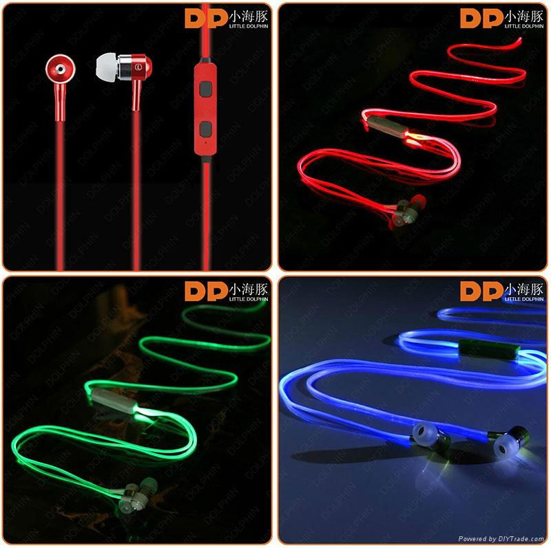 High quality color-changing glowing LED wired earphone with microphone 5