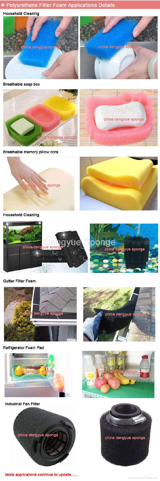 high quality polyurethane High density refrigerator antibacterial filter sponge 4