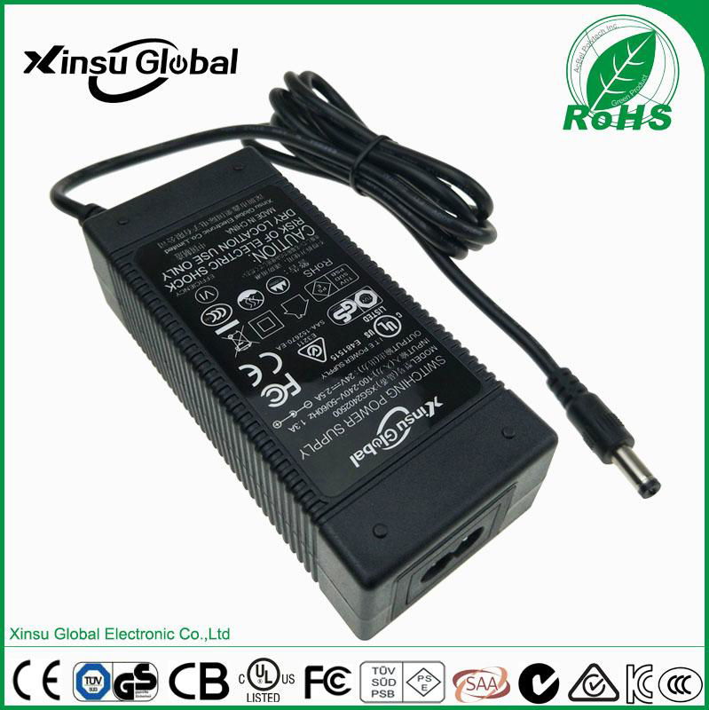 DOE Level VI 24V 2.5A Power Adapter with UL FCC ROHS