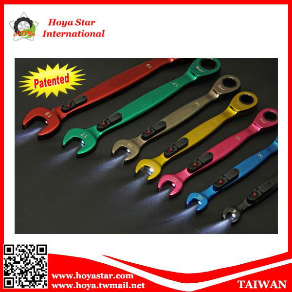 LED Light Ratchet Wrench, Gear wrench, Combination Wrench, Open End Spanner 2