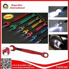 LED Light Ratchet Wrench, Gear wrench, Combination Wrench, Open End Spanner