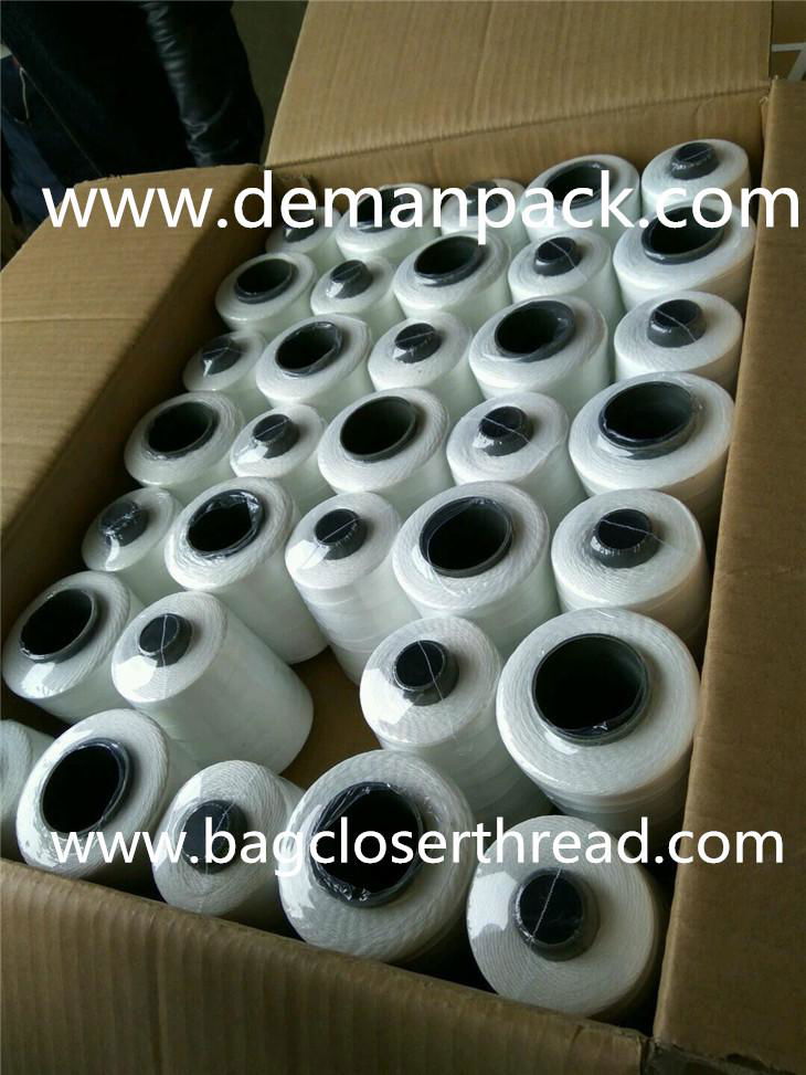 raw white polyester bag sewing thread 10/3 with black inner tube 2