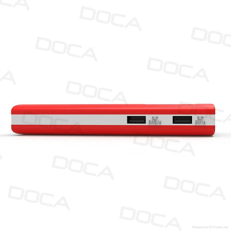 High capacity DOCA USB charger port power bank 13000mah with LED/LCD display 5