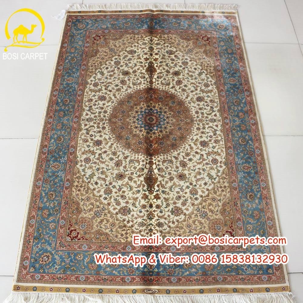 100x150cm Hand knotted persian silk carpet 2