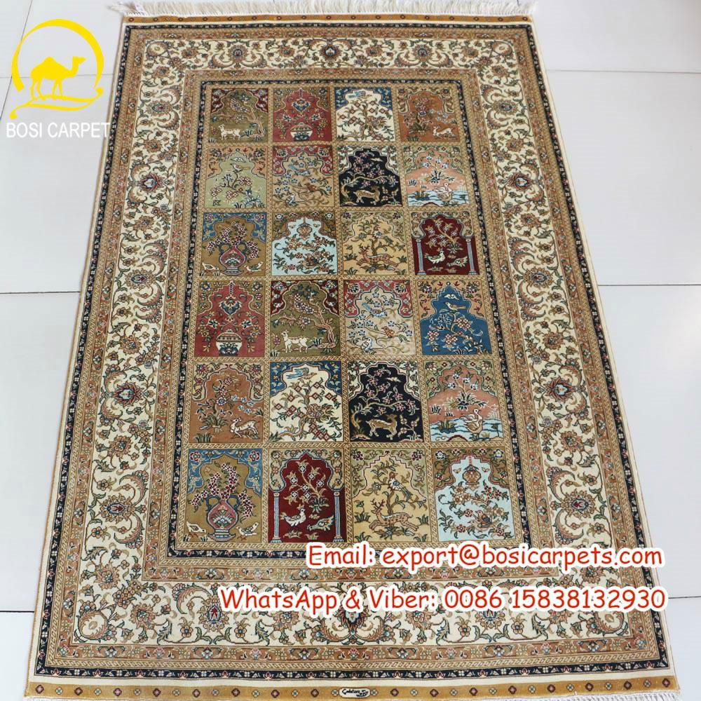100x150cm Hand knotted persian silk carpet 3