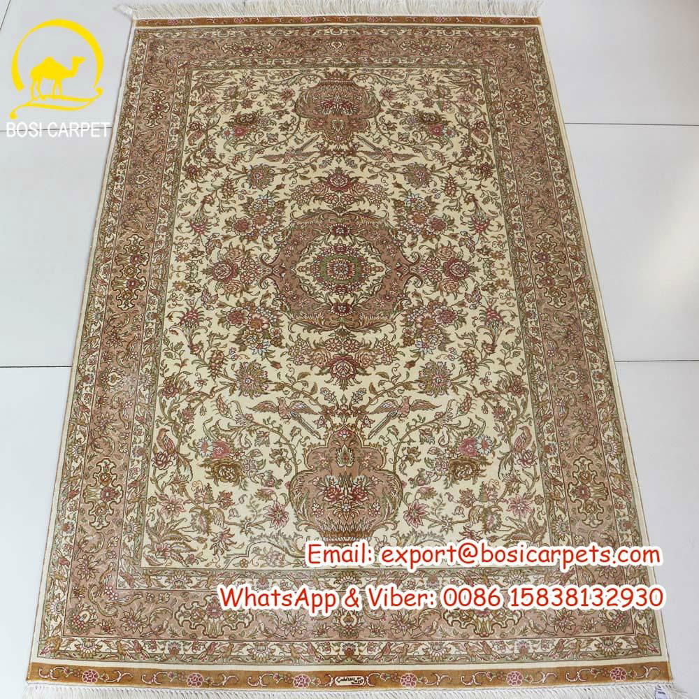 100x150cm Hand knotted persian silk carpet 4