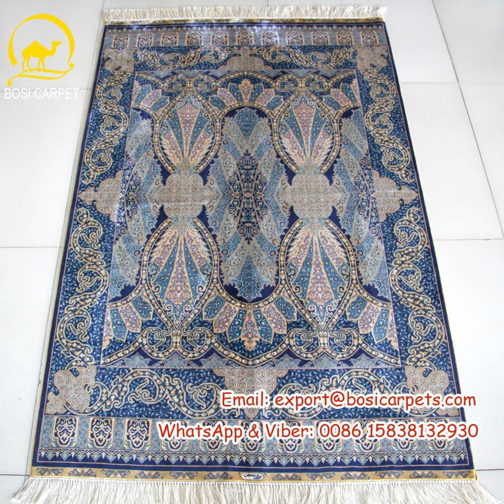 100x150cm Hand knotted persian silk carpet 5